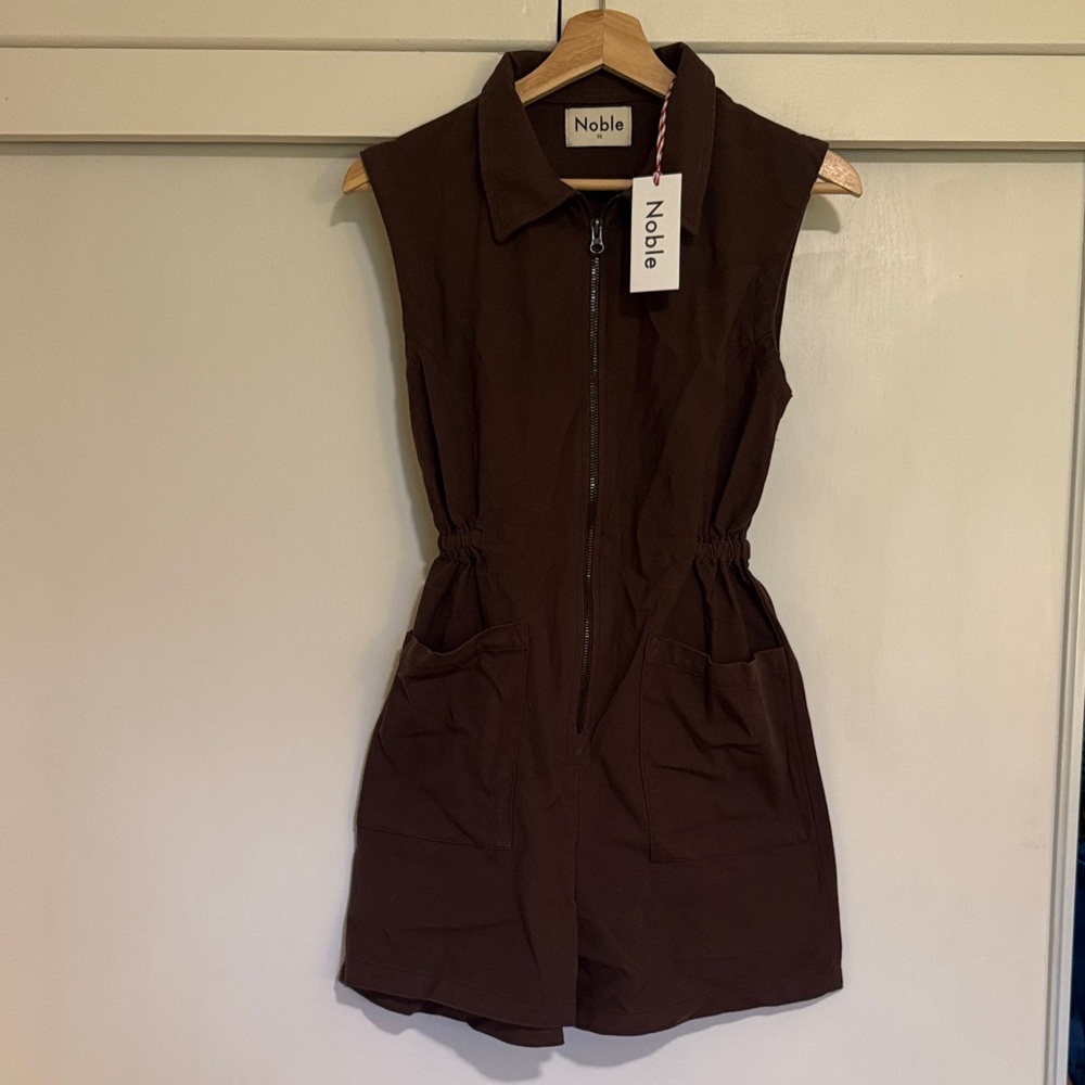 Noble Brown Sleeveless Utility Romper